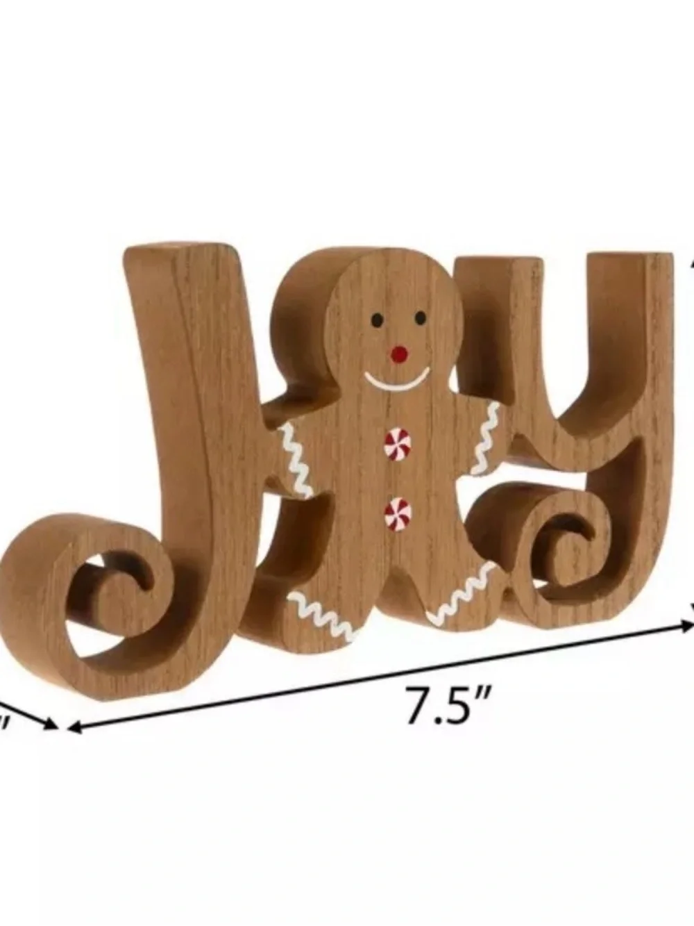 🆕- Christmas Wooden Gingerbread 'Joy' Holiday Accent